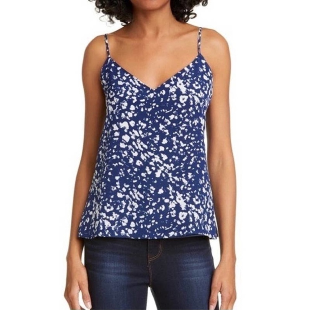 L’AGENCE Jane Silk Camisole Tank Blue and White